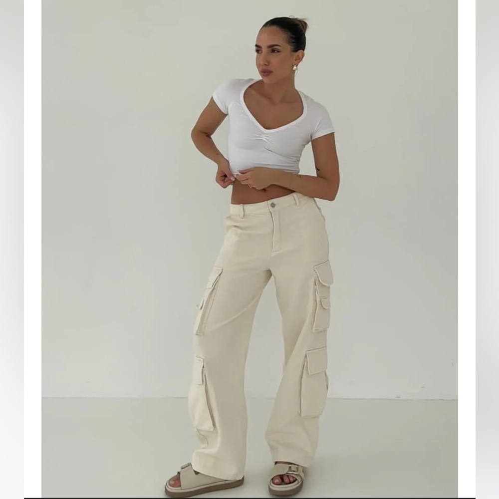 Cream Cargo Pants